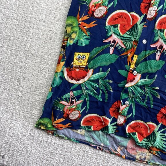 Spongebob SquarePants Hawaiian Fruits Funky Floral AOP Shirt MenSz M Button Up - Picture 4 of 9